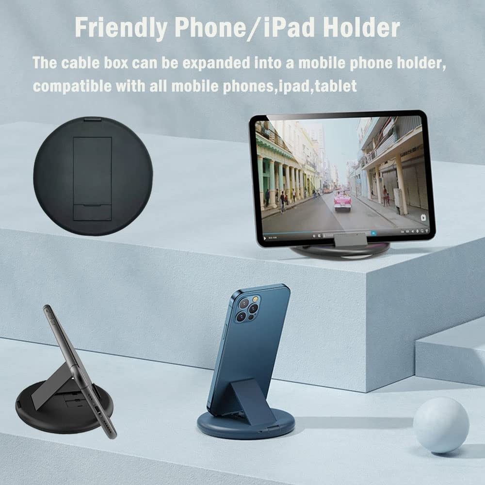 Assorted phone accessories including chargers, cases, and earphones displayed on a table