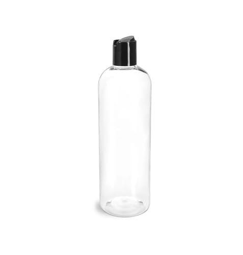 SKS Bottle & Packaging, Inc. SKS Bottle & Packaging 8 Oz Clear Bottles, Cosmo Round Plastic Squeeze Bottles, Refillable 