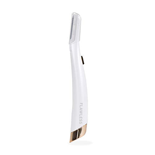Finishing Touch Flawless Dermaplane Glo Lighted Facial Exfoliator - Non-Vibrating and Includes 6 Replacement Heads, Whit