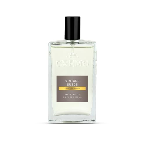 Cremo Cologne for Men, Vintage Suede, 3.4 Fl Oz – Alcohol Free, Vintage Suede