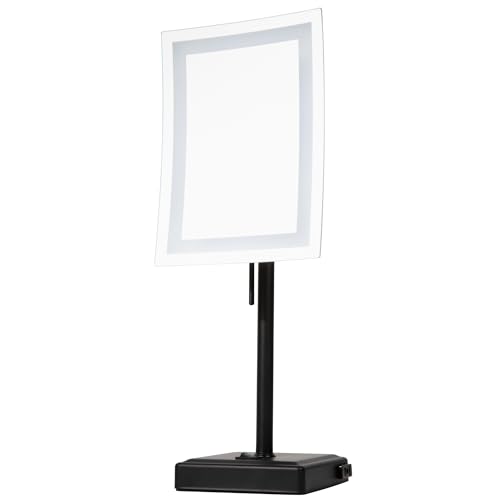 JERDON Lighted Makeup Mirror with 5X Magnification - Black - - Product Imagery