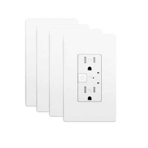 junlit Smart Wall Outlet, TR Receptacle, Alexa & Google, 2.4 G WiFi, ETL&FCC, 4 PK