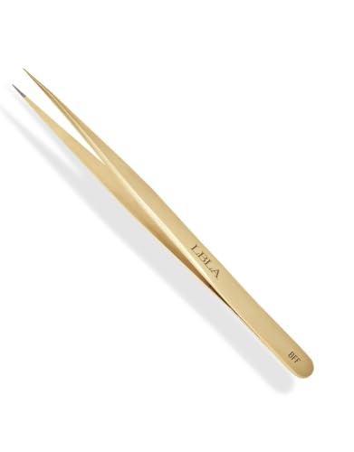 LBLA BEAUTY LBLA BFF Straight Isolation Tweezer – Lashbox LA Gold Fiber Tip Precision Lash Tool for Isolation & Classic 