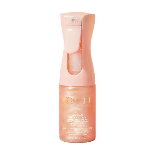 Kopari Rose Gold Sunglaze Sheer Body Mist Sunscreen SPF 42, Infused with Shimmering Body Oil, Hydrating Mist, Hydrates, 