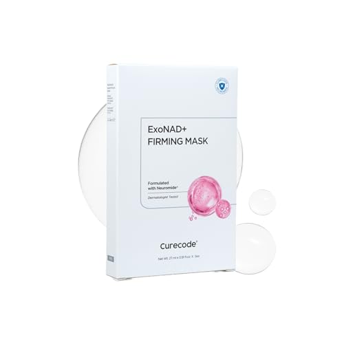 CURECODE ExoNAD+ Firming Mask 27ml x 5EA, Visible Hydration & Radiance, Skin Elasticity & Brightening, Contains Neuromid