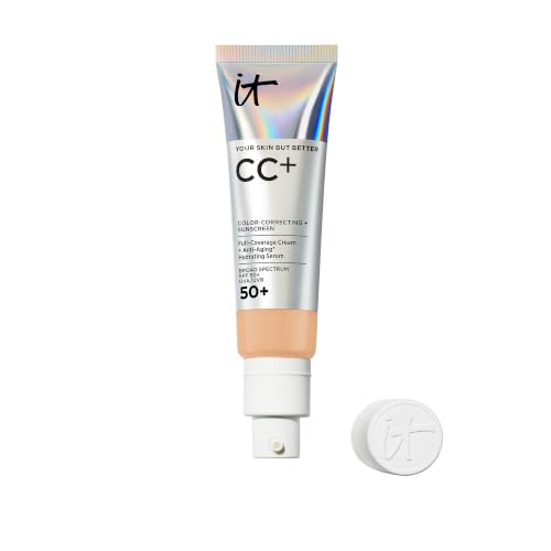 IT Cosmetics CC+ Cream with SPF 50+ Full Coverage Foundation Natural Finish – Natural, Unscented