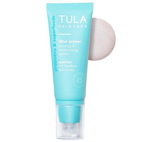 TULA Filter Primer Tinted Blurring Face Primer | Prebiotic extracts & light-reflective pearls hydrate, blur pores & deli