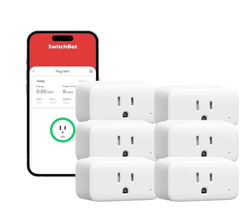 SwitchBot Smart Plug Mini, 15A Energy Monitoring, WiFi & Bluetooth Outlet, Compatible with Alexa, Google Assistant, Home