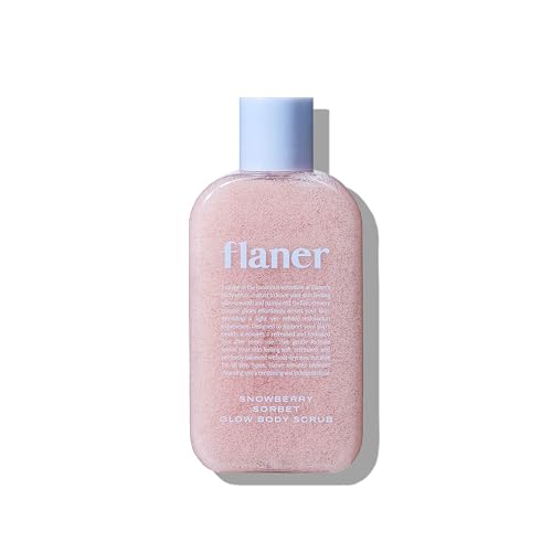 FLANER Snowberry Sorbet Glow Body Scrub – Gentle Exfoliating Scrub, Brightening & Hydrating Formula with 9,800ppm of Whi