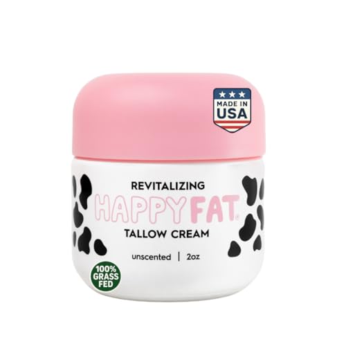 HappyFat Whipped Beef Tallow Moisturizer - USA Made - With Raw Manuka Honey, Organic Jojoba Oil, Marigold Flower, Vitami