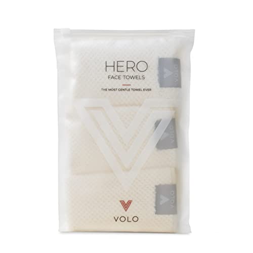 VOLO Hero Salt White Face Towel | Reusable Facial Wash Cloths | Makeup Remover & Post Shower Washcloths | Ultra Soft, Ab