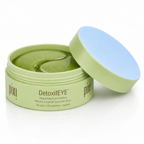 Pixi DetoxifEYE Depuffing Hydrogel Eye Patches with Cucumber, Hyaluronic Acid & Caffeine for Puffy Eyes and Dark Circles