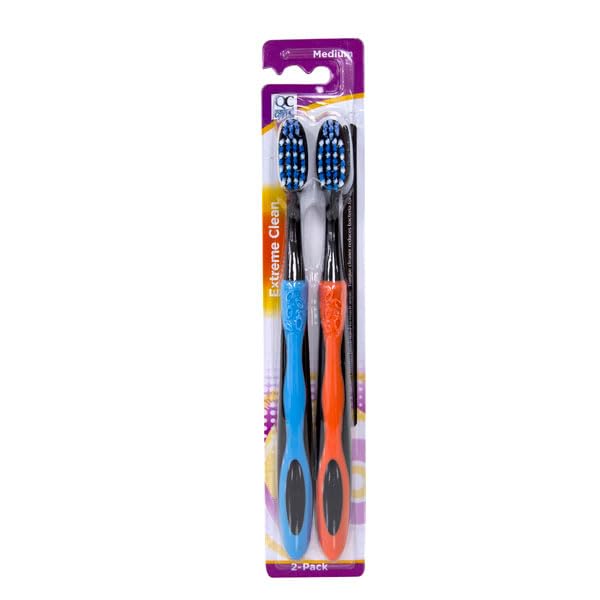 Quality Choice Medium Bristle Toothbrushes 2 Pack. Ergonomic - Product Imagery