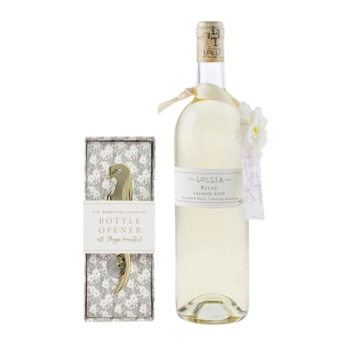 LOLLIA Relax Lavender Bubble Bath & Bottle Opener Set for Women, 25 fl oz – Red, Lavender, Honey Blossom, White Orchids,