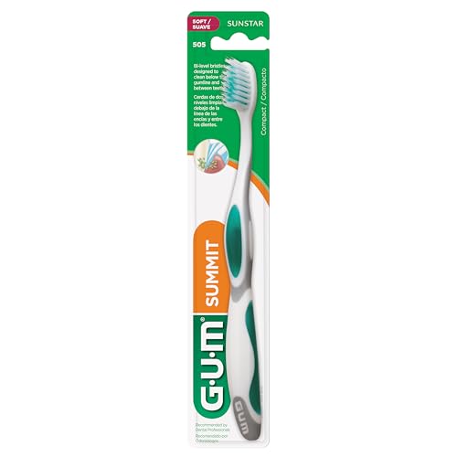 GUM Summit+ Soft Toothbrush, 505ECM12, Compact Head, Soft - Product Imagery