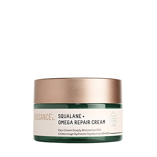 BIOSSANCE Squalane + Omega Repair Cream - Ultra-Moisturizing Face Cream - Skin Care with Hyaluronic Acid, Ceramides, Squ