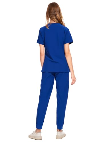 COZYFIT Scrubs for Women Set - Curved V-Neck Top & Jogger Pants - Product Imagery