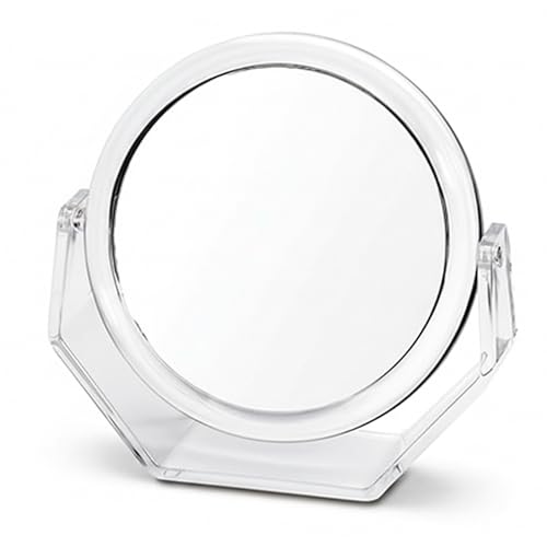 DC DANIELLE Danielle Creations Round Acrylic Vanity Mirror, Clear 1x/10x Magnifying Makeup Mirror with Soft Touch Stand,