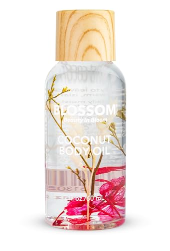 Blossom Dry Body Oil with Real Flowers, Red, Coconut, 2 fl oz - Product Imagery