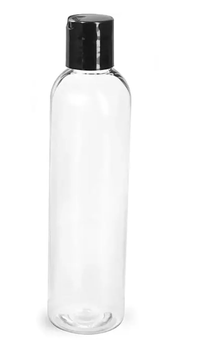 SKS Bottle & Packaging, Inc. SKS Bottle & Packaging 8 Oz Clear Bottles, Cosmo Round Plastic Squeeze Bottles, Refillable 