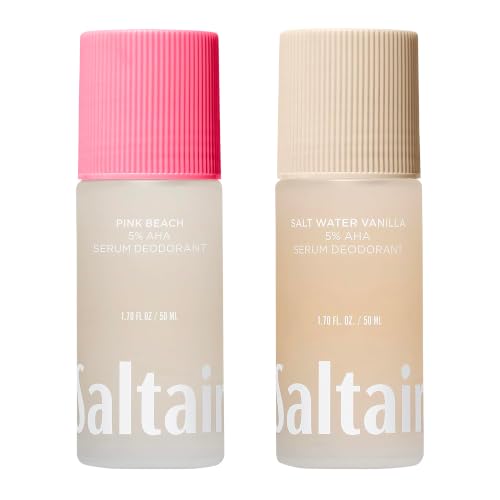 Saltair Serum Deodorant Variety Pack | 5% AHA | Coconut Vanilla, 2 Pack – Aluminum Free, Paraben Free, Pink Beach, Salt 