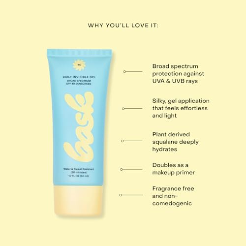 Bask SPF 40 Daily Invisible Gel Face Sunscreen - Broad Spectrum - Product Imagery