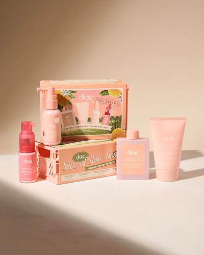 DAE Freshly Squeezed Wash Set - Travel-Size Hair Essentials (5-Piece Set) – Sulfate Free, Citrus, Travel-Size