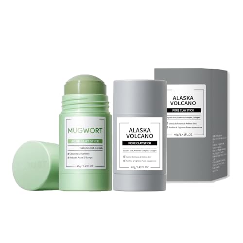 2 Pcs Face Mask Stick for Face，Volcanic and Wormwood Mud Mask - Product Imagery