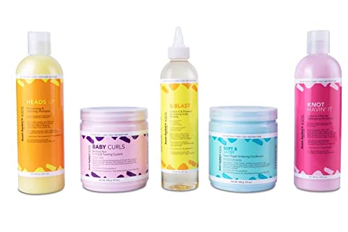 Aunt Jackie's Aunt Jackie’s Kids Hair Care Bundle – 5 Full-Size Products for Easier Combing, Styling & Nourishing Hair –