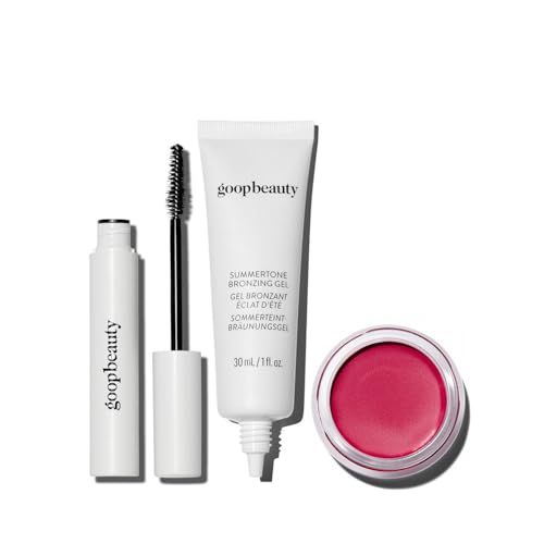 goop Beauty Makeup Gift Set | 0.15 fl oz Lengthening Mascara | 1 fl oz Bronzing Gel | 0.5 oz Cream Blush in the Venus – 