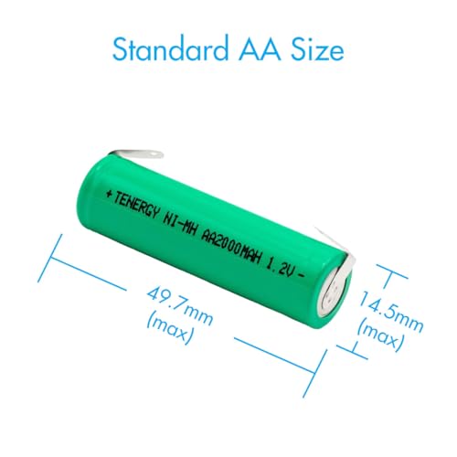 Tenergy AA 1.2V 2000mAh NiMH Rechargeable Battery Flat Top with - Product Imagery