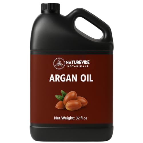 Naturevibe Botanicals Argan Oil 32 Fl oz – Cold Pressed, Unrefined, Pure Moroccan Argan Oil for Hair, Skin, Face & Massa
