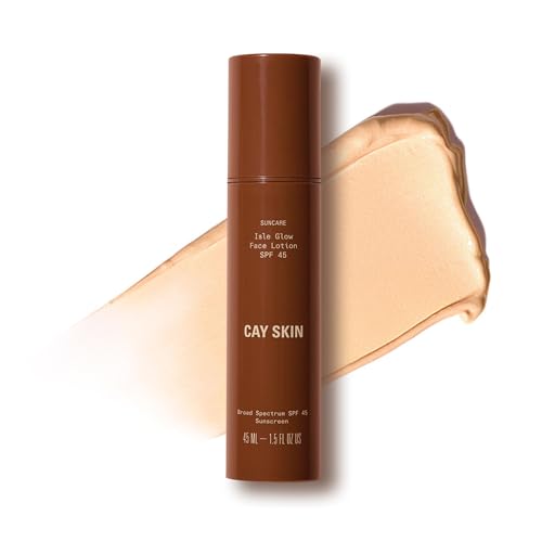 Cay Skin Isle Glow Face Moisturizer SPF 45 – Illuminating Moisturizer, Broad Spectrum Sunscreen + Makeup Primer – Lightw