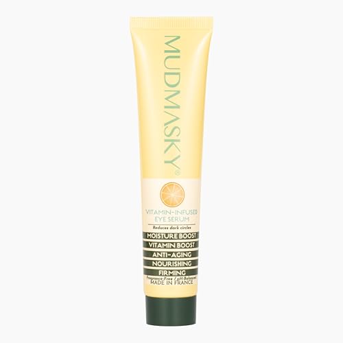 MUDMASKY Vitamin-Infused Eye Serum 1.0 FL. OZ. - MADE IN FRANCE - with Vitamin C & K, Reduces Dark Circles, Firms, Moist