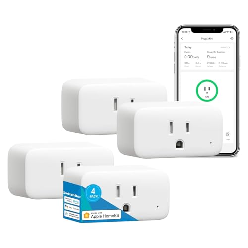 SwitchBot HomeKit Smart Plug Mini 15A – No Hub Required, Energy Monitoring, WiFi (2.4GHz), Works with Siri, Alexa, Googl