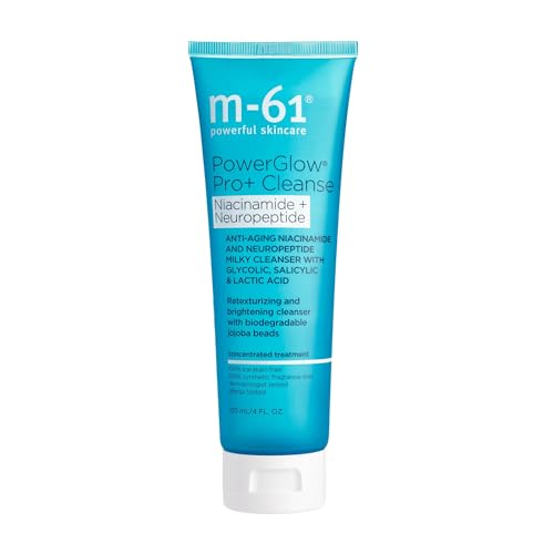 m-61 PowerGlow Pro+ Cleanse Deep Cleansing Exfoliating Face Wash, 4 Fl. Oz – Vegan, Unscented, 4 Fl Oz (Pack of 1)