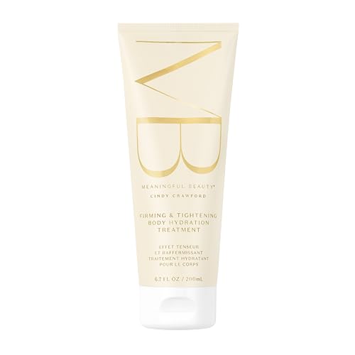 Premium Selection Meaningful Beauty firming and tightening body hydration cream in a sleek jar, designed to moisturize and tone skin.