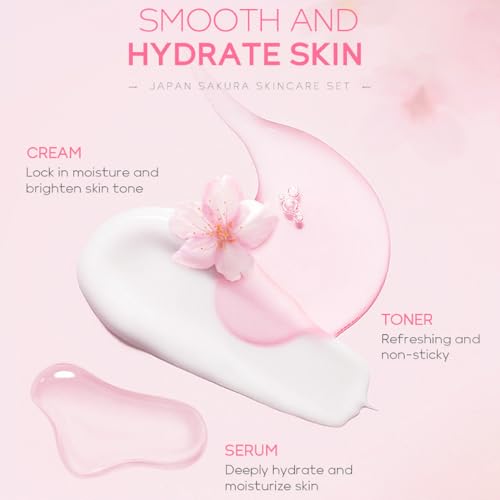 Sakura Skincare Kit for Teenage Girls Women, 5Pcs Skin Care - Product Imagery