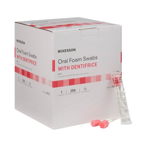 McKesson Oral Foam Swabs with Dentifrice, Pink, Mint, 5 in, 250 ct – Pink