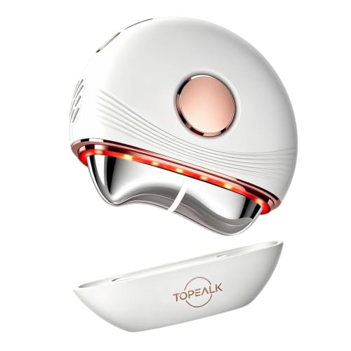 Topealk Microcurrent Facial Device, Electric Heated & Cold Gua Sha Tool – White+rose Gold, Metal, Plastic