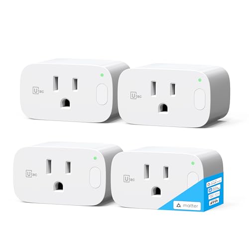 U-tec Matter Smart Plug, 4 Pack, Compatible with Alexa, Google, SmartThings – White