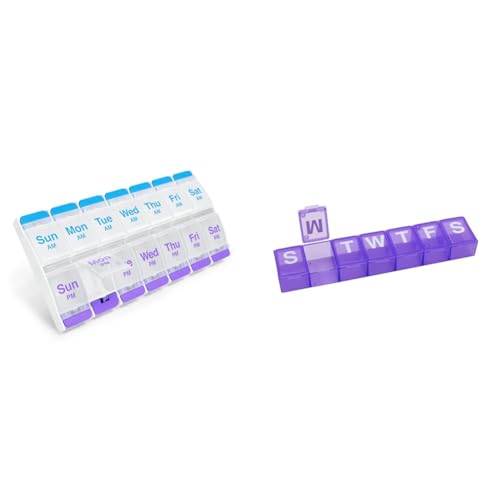 EZY DOSE 7-Day AM/PM Push Button Pill Case and 7-Day Pill - Product Imagery