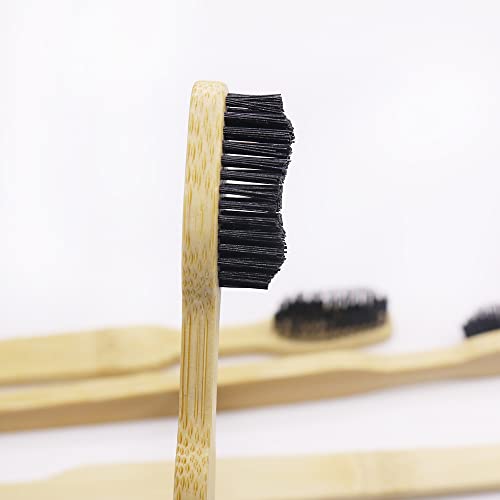 Extra Hard & Firm Bamboo Charcoal Toothbrush Long Head with Wide - Product Imagery