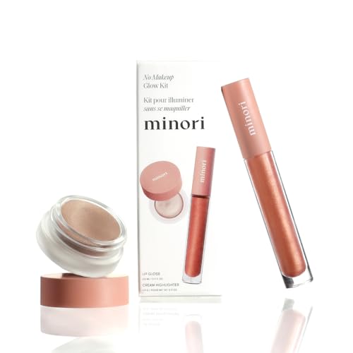 Minori No Makeup Glow Kit, Lip Gloss & Highlighter Duo, 2-Piece Set – Neutral