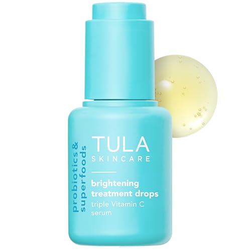 TULA Brightening Treatment Drops, Triple Vitamin C Serum, 1 fl oz – Non-Comedogenic, Aloe
