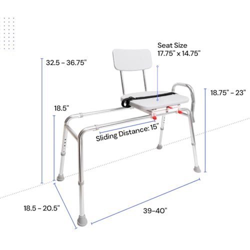 Tub Transfer Bench with Swivel Seat, for Elderly & Disabled, - Product Imagery