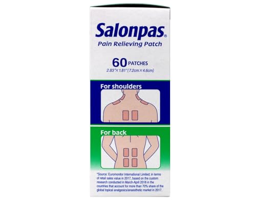 Salonpas Pain Relieving Patches 2.83" x 1.81" 60 Count, Pack 3 - Product Imagery