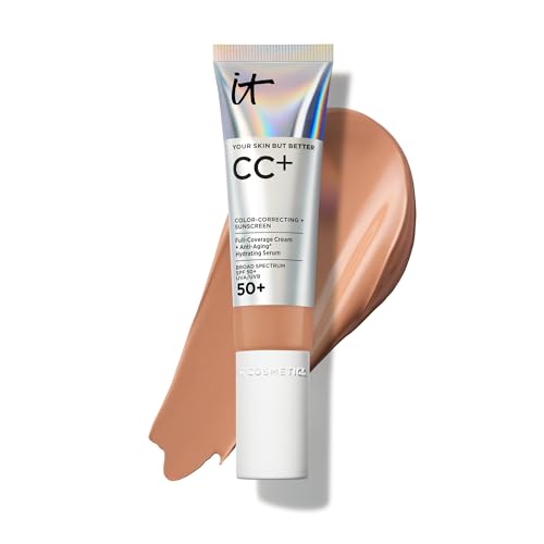 IT Cosmetics CC+ Cream with SPF 50+ Full Coverage Foundation Natural Finish – 20N Tan Rich (deepest tan with neutral red