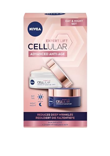 NIVEA Cellular Expert Lift Day Cream & Night Cream Set – Anti-Aging Face Moisturizer Duo with Bakuchiol – Firming Facial