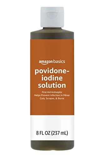 Amazon Basics First Aid Antiseptic, 10% Povidone Iodine Solution - Product Imagery